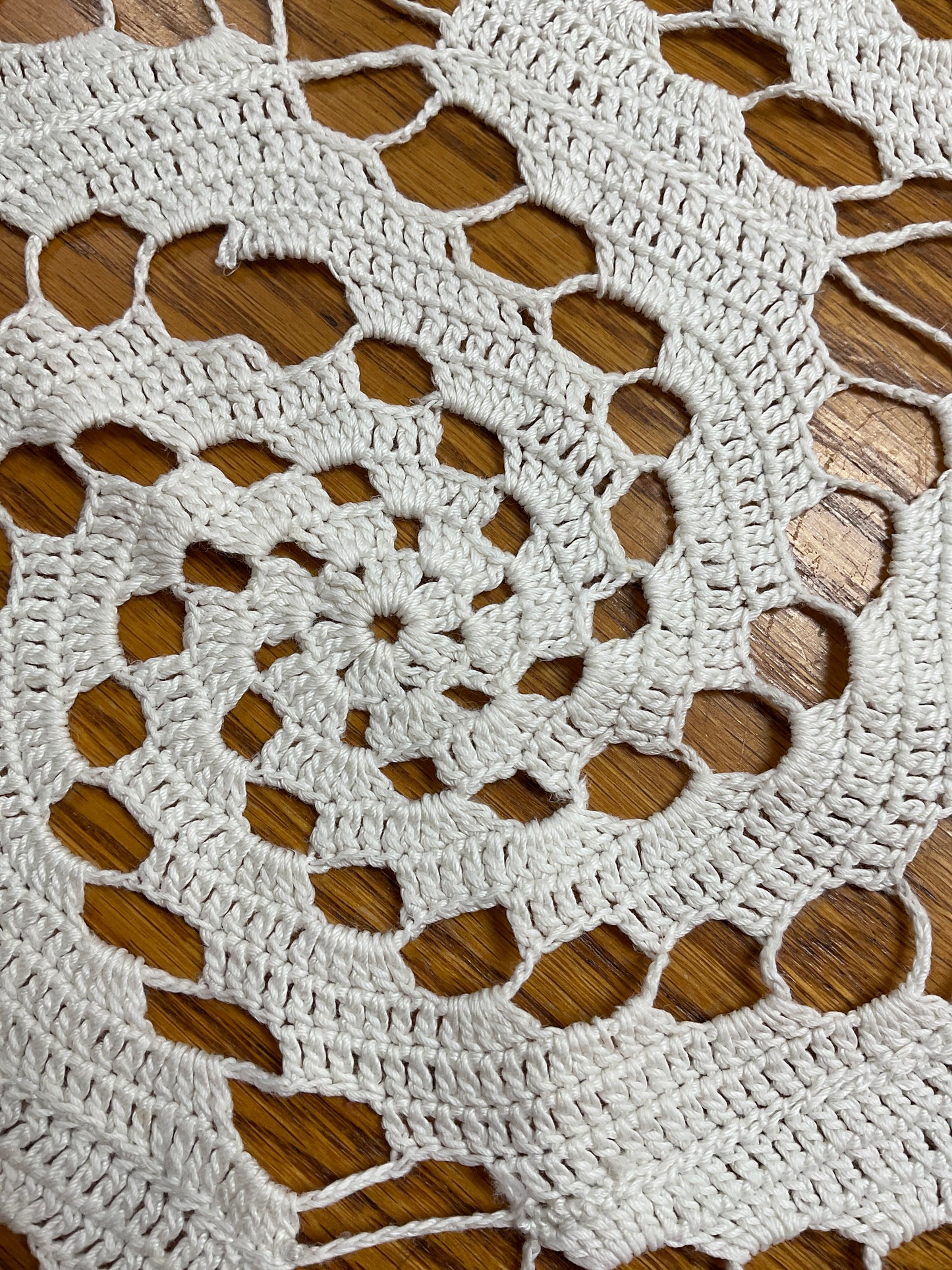 Hand crouched Pinwheel Doily 20”