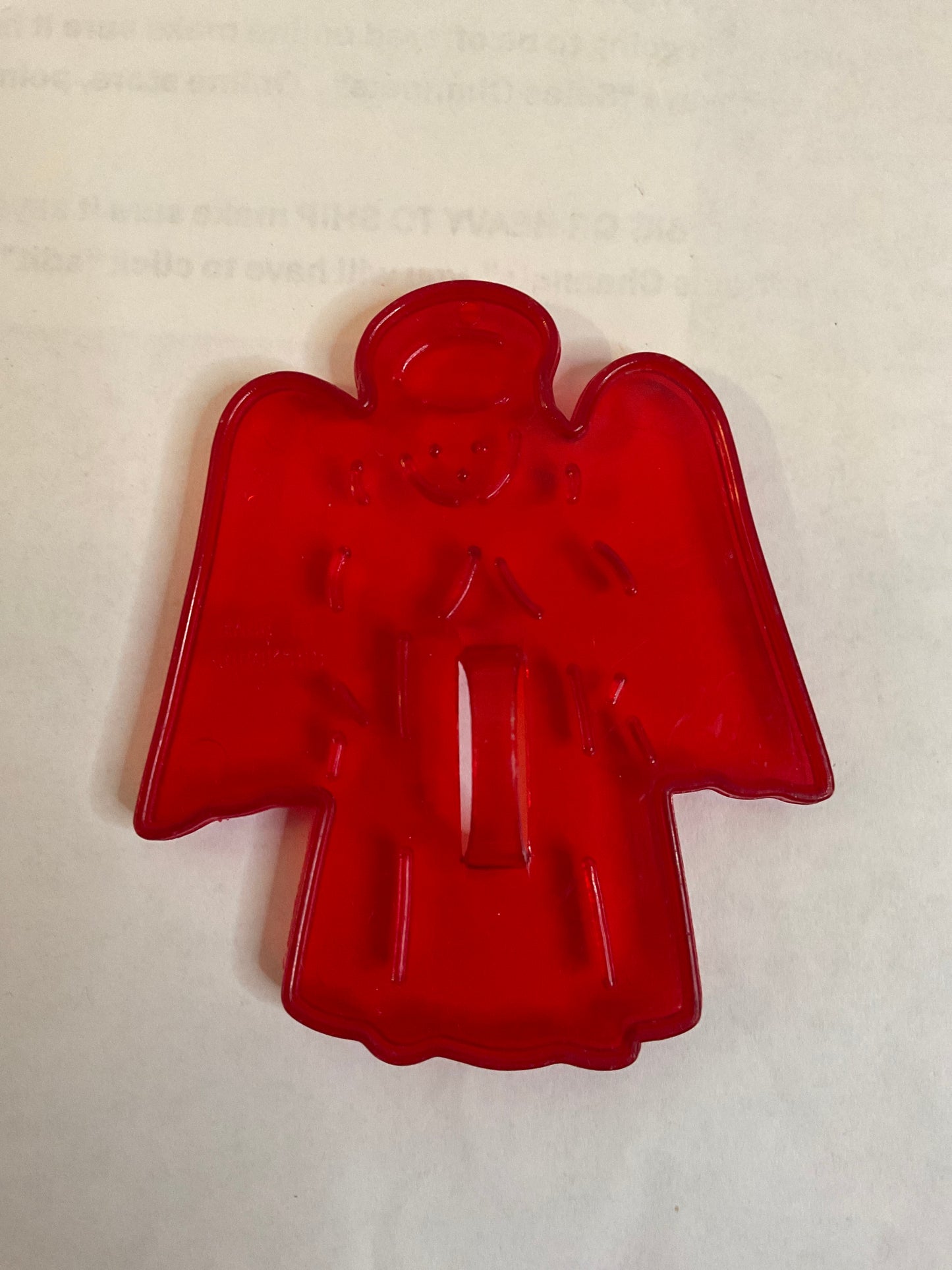 Red Plastic Angel Cookie Cutter