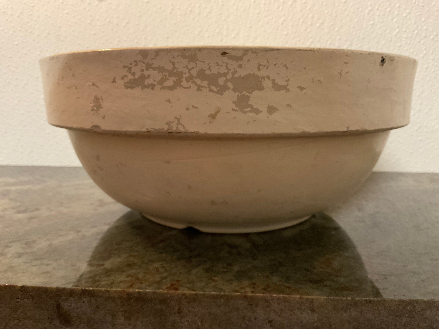 Antique Primitive Stoneware Pottery Bowl