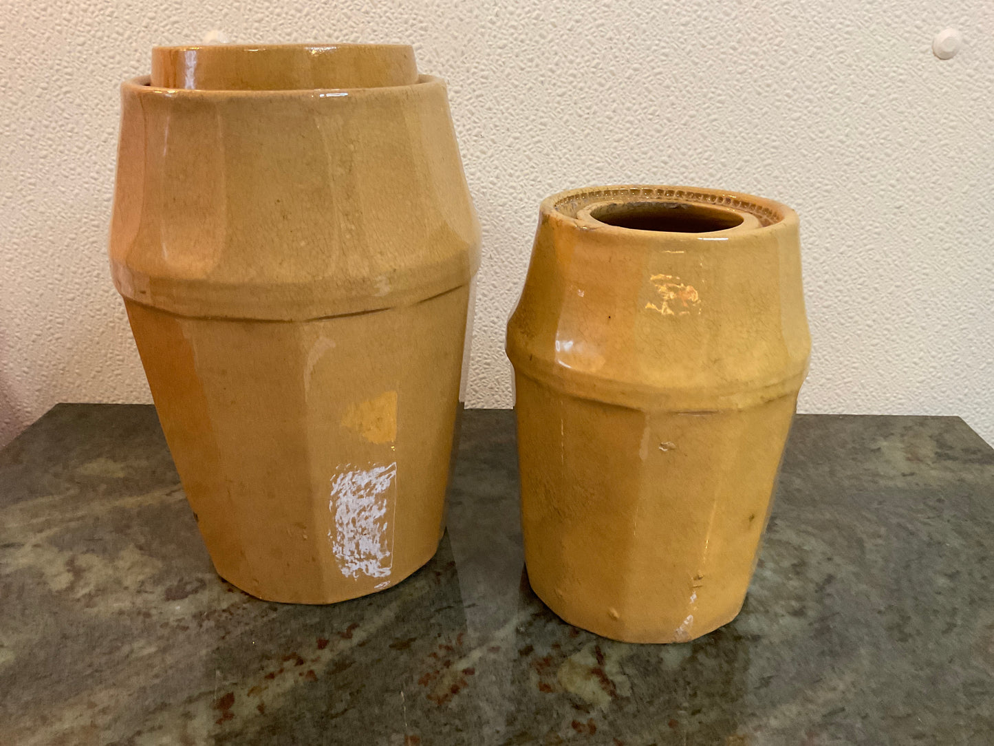 2 Piece YellowWare Canning Jars 1800’s