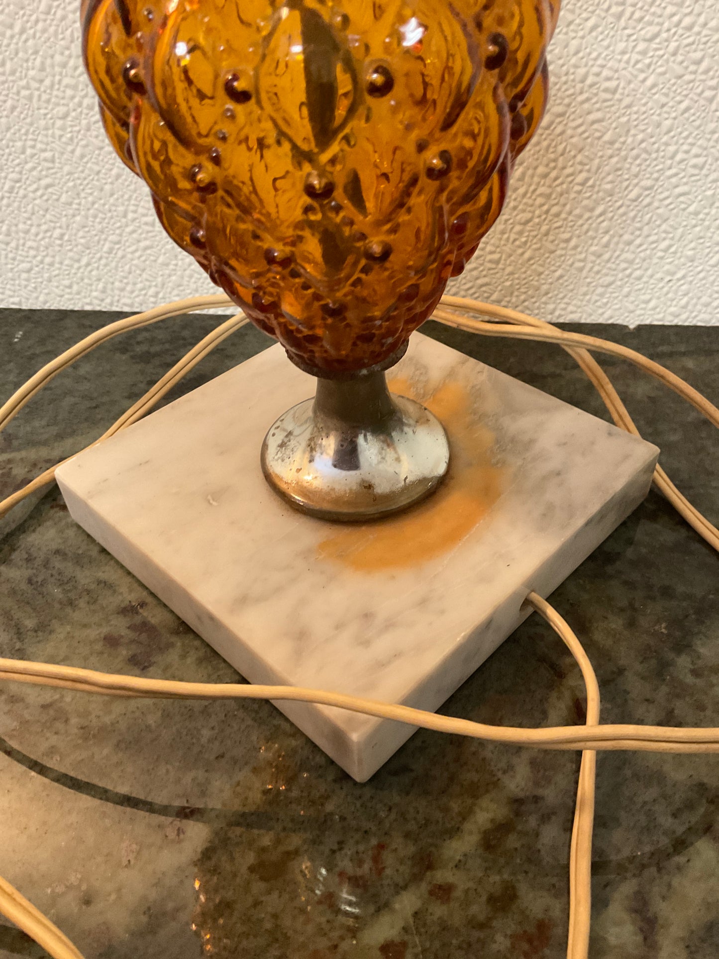 Vintage Fenton Amber Glass QuiltedElectric Lamp