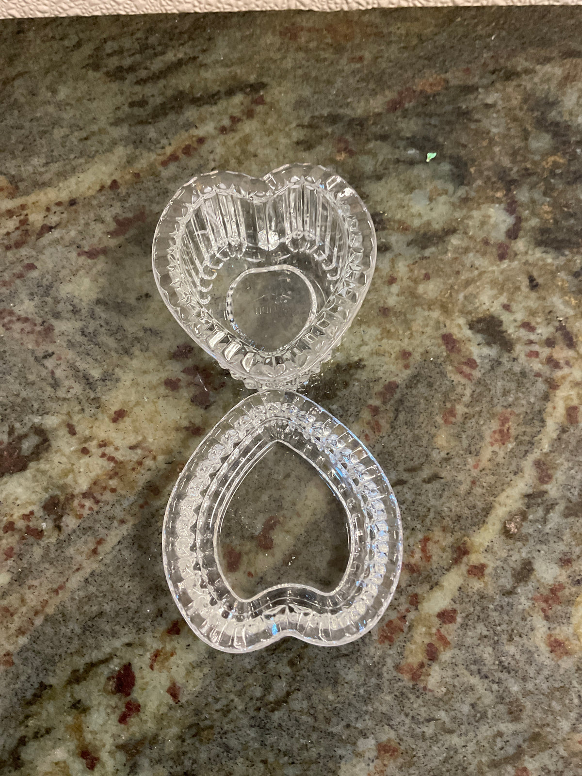 Vintage Homeco Clear Glass Heart Shaped Trinket Dish