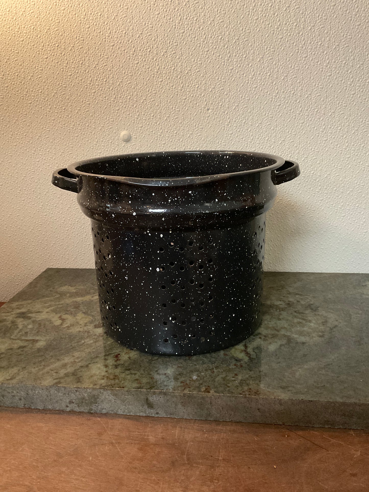 Vintage Graniteware Vegetable Strainer