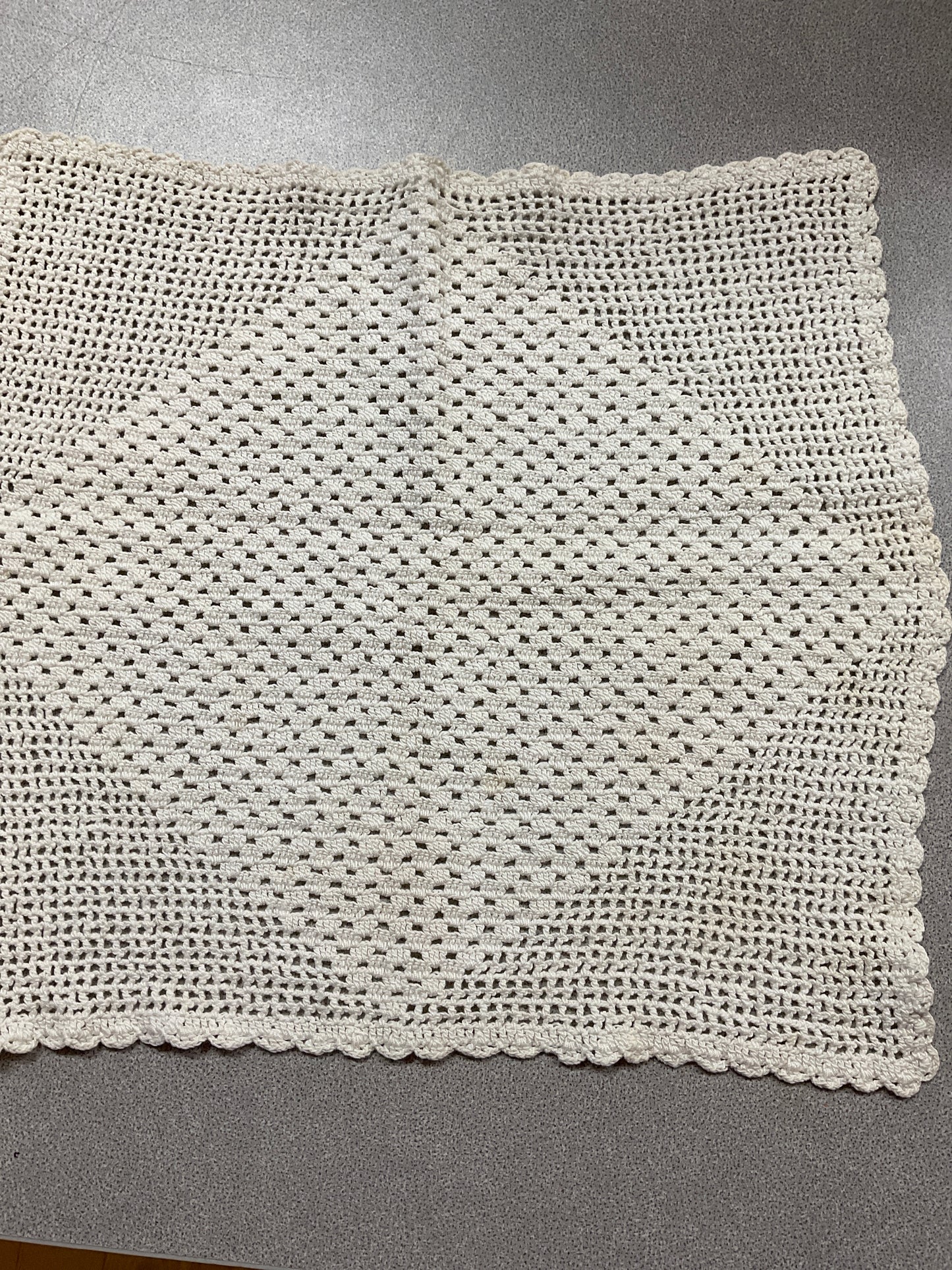 Vintage Crocheted Doily with scalloped edging
