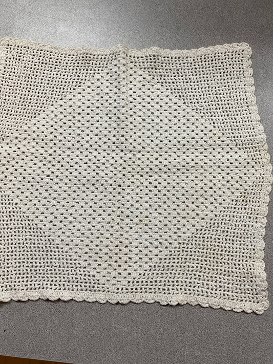 Vintage Crocheted Doily with scalloped edging