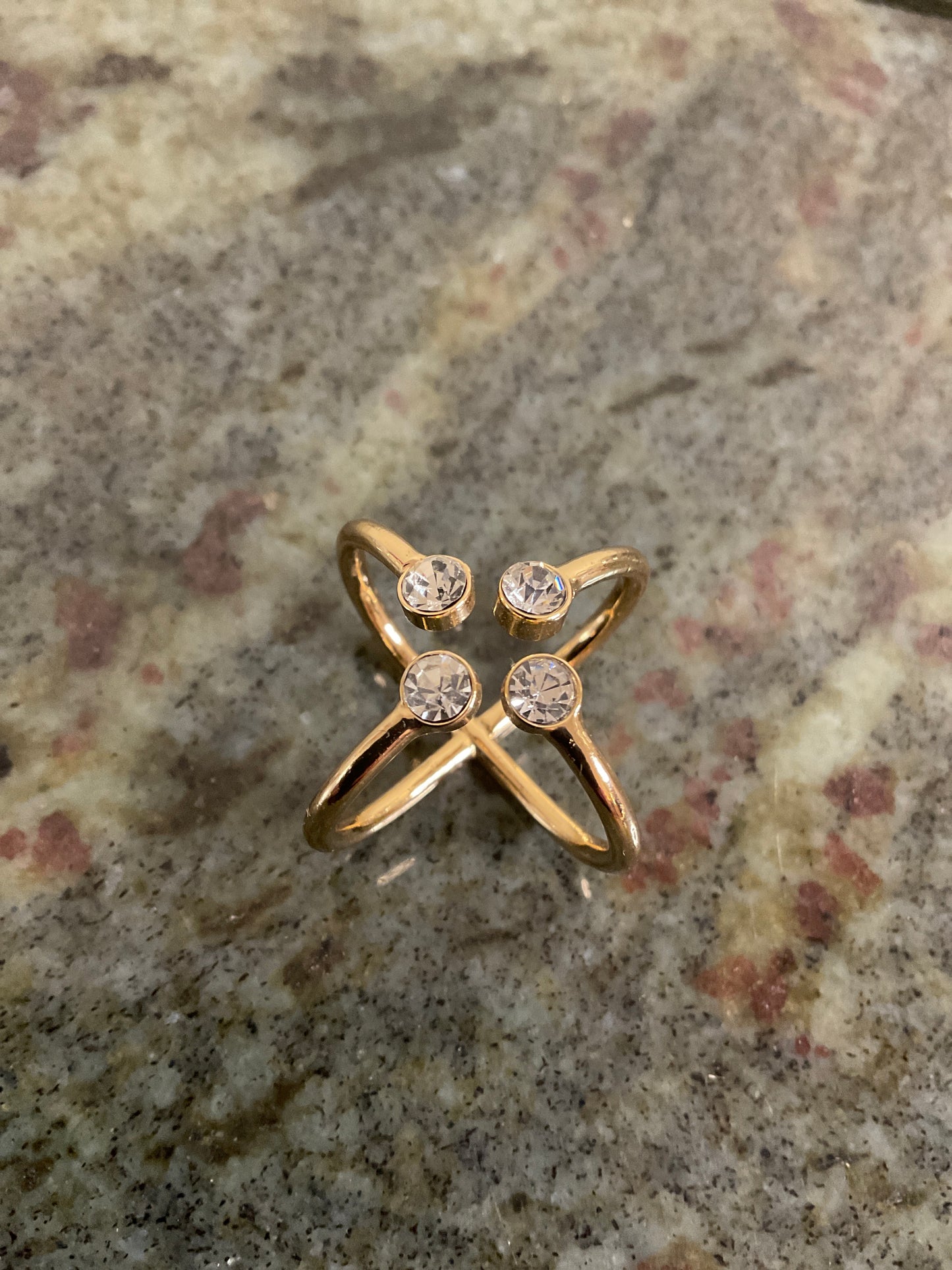 Gold Bipass X Ring