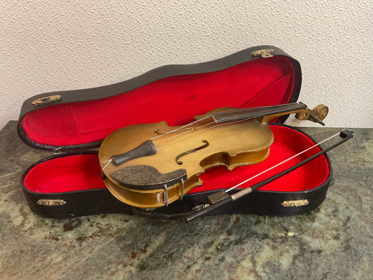 12” Wood Violin With Case & Bow