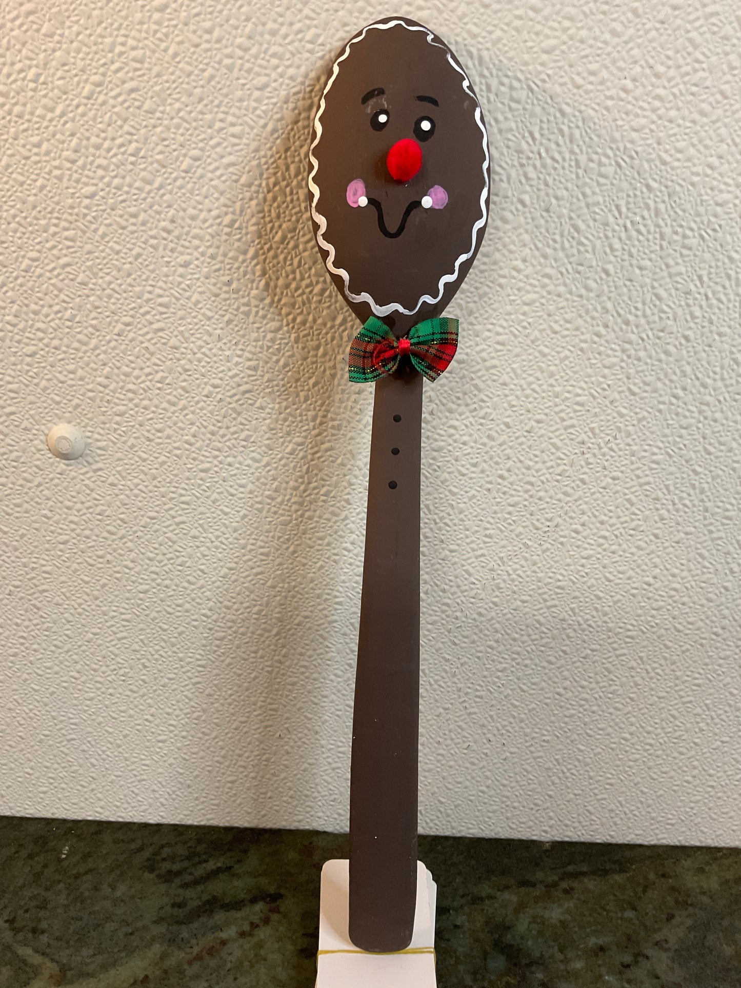 14” Gingerbread Spoon w/Plaid Bow