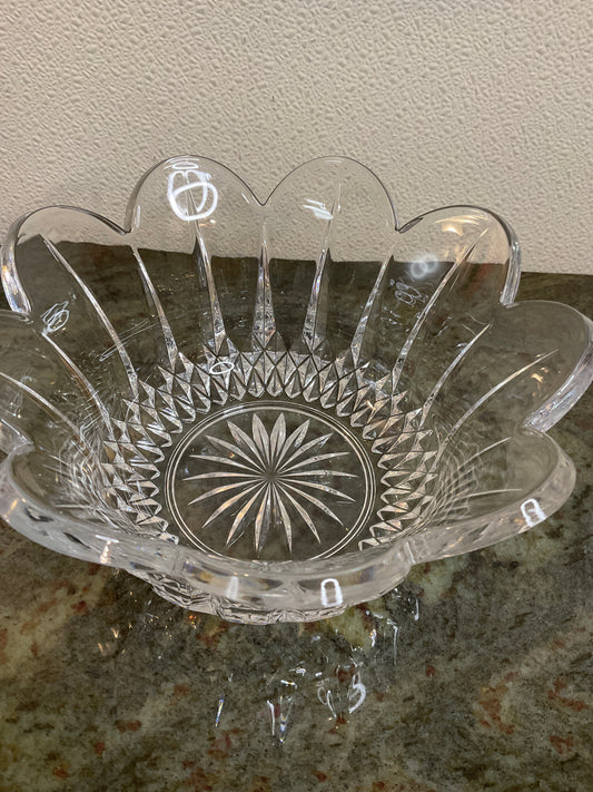 Vintage Crystal Bowl With Sunburst Pattern