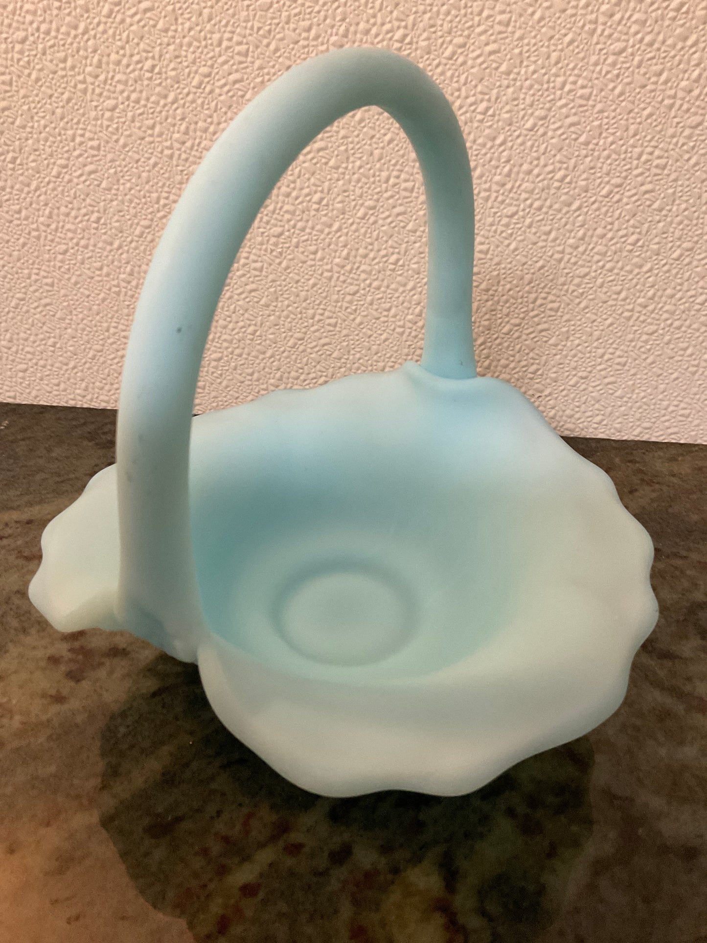 Fenton Blue Milk Glass Water Lily Basket