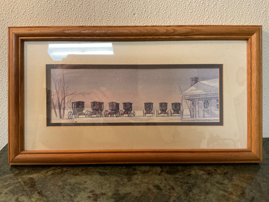 Amish Buggies Double Matted Framed Picture