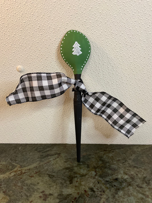 12” Plastic Green/Black Spoon Tree Design