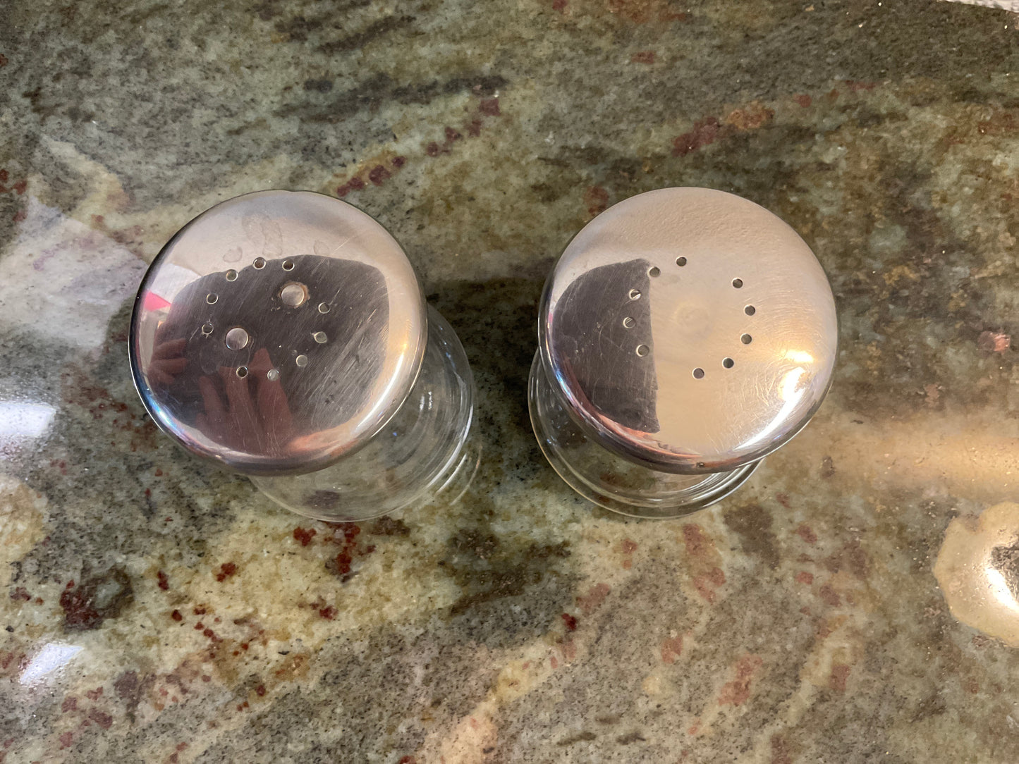 Wilhelm Wagenfeld 2.5” Glass/Chrome Shakers 1950’s.