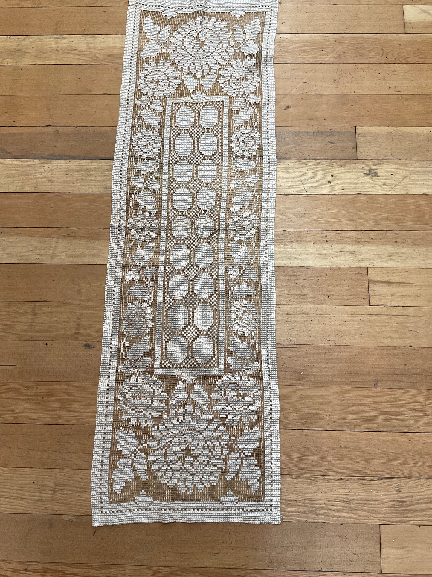 Filet Crochet Table Runner 48” x 15”