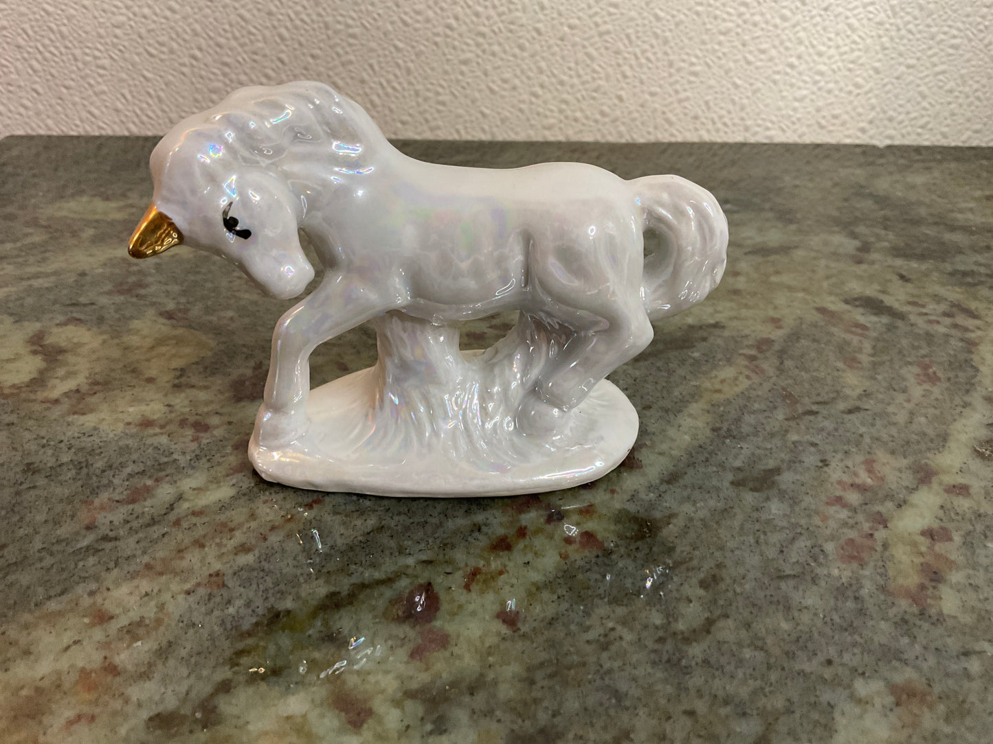 Ceramic Unicorn With Gold Horn