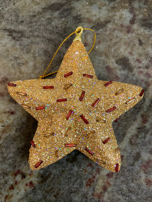 Sparkley Gold Star W/ Sprinkles Ornament