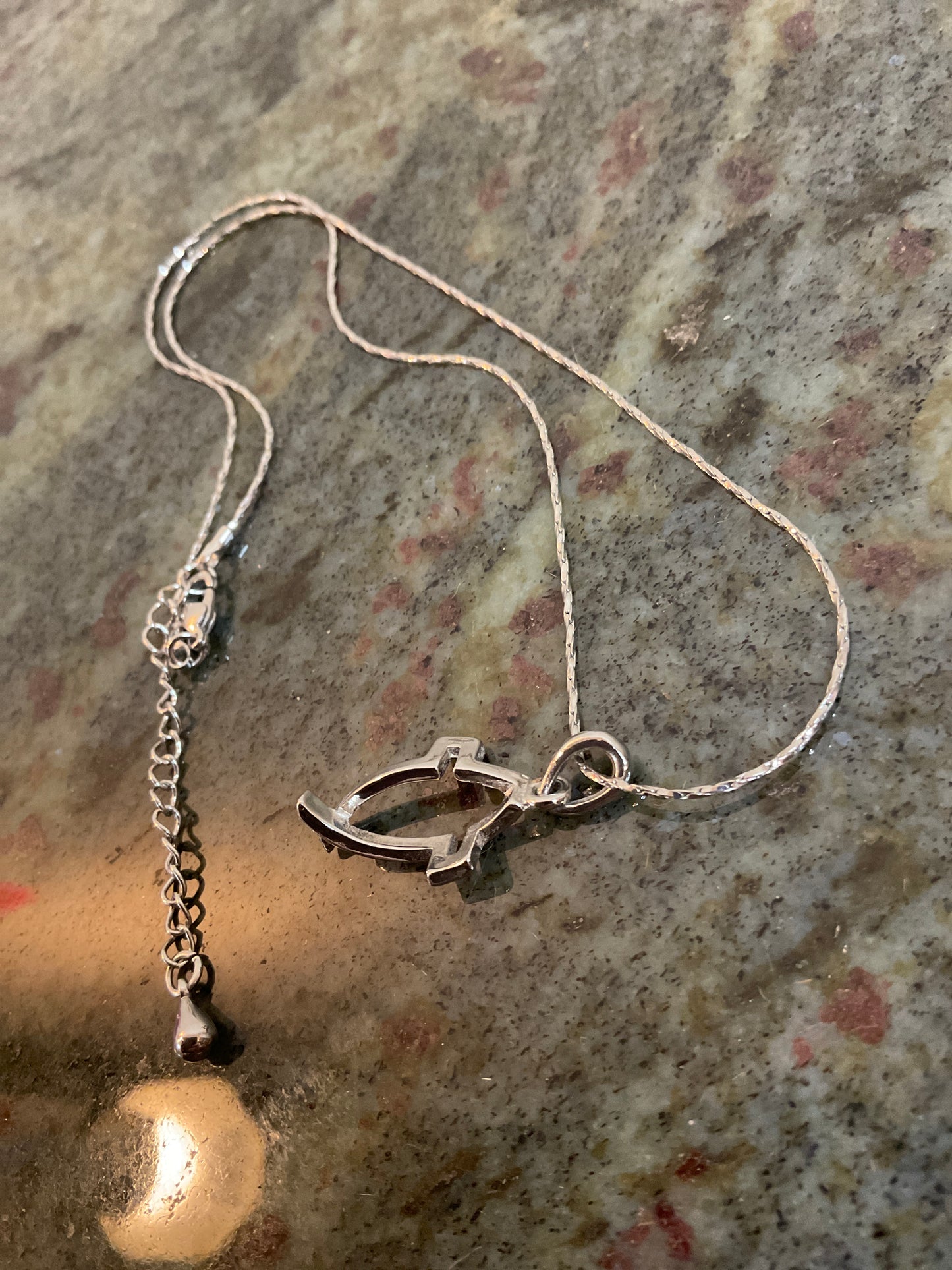 Silvertone Cross with Adjustable Chain