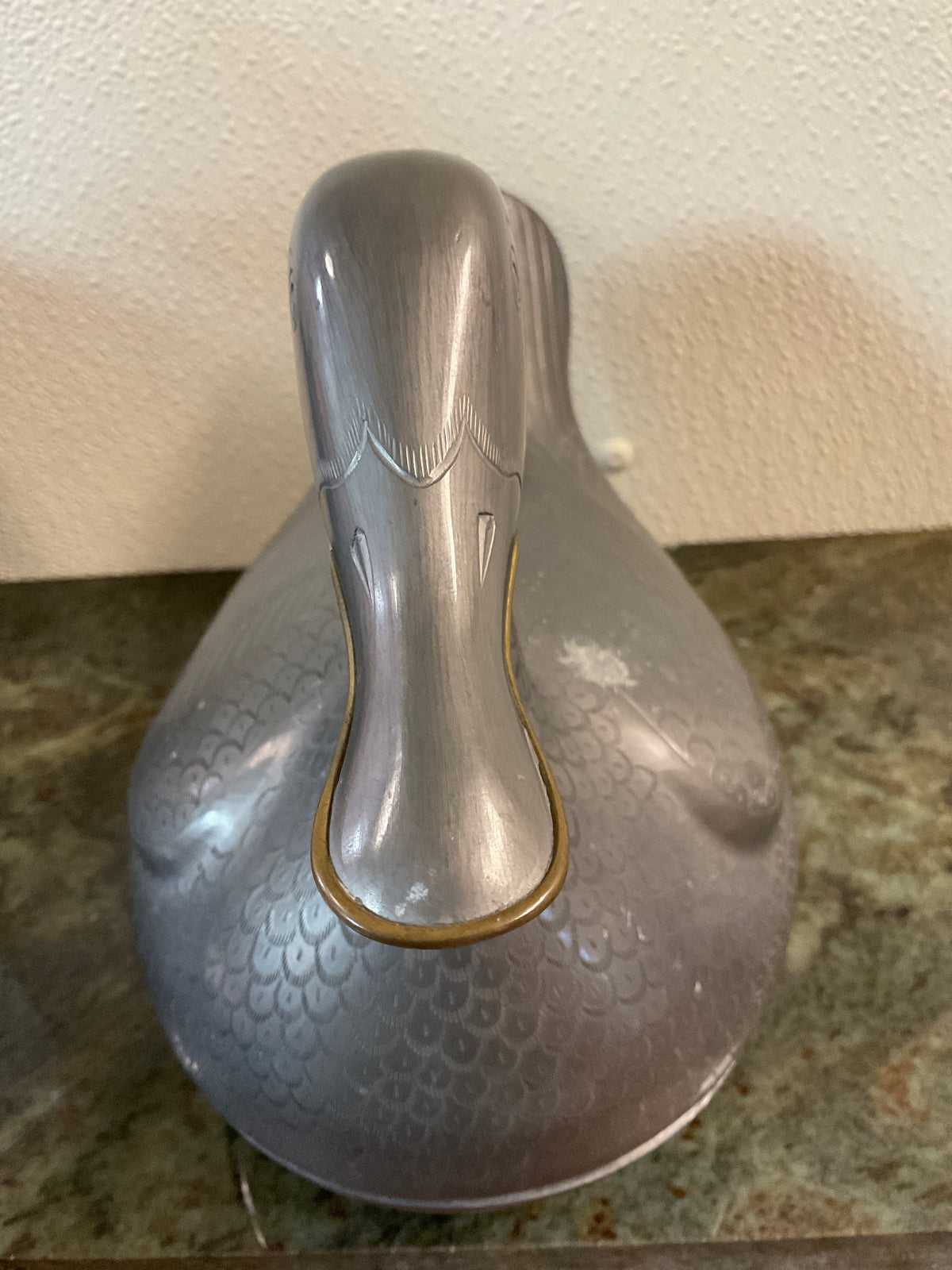 Vintage Pewter Duck Trinket Box