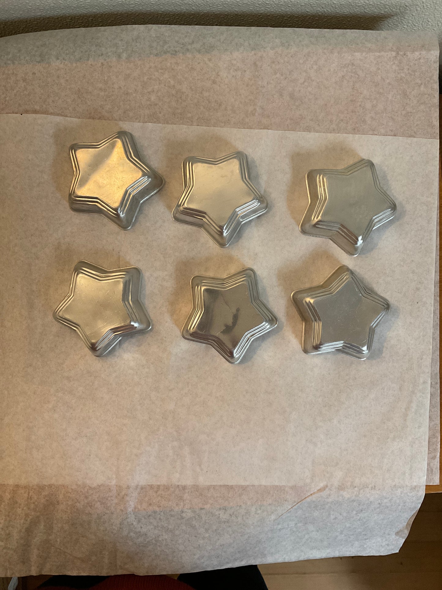 6 Vintage Aluminum Star Shaped Dessert Molds