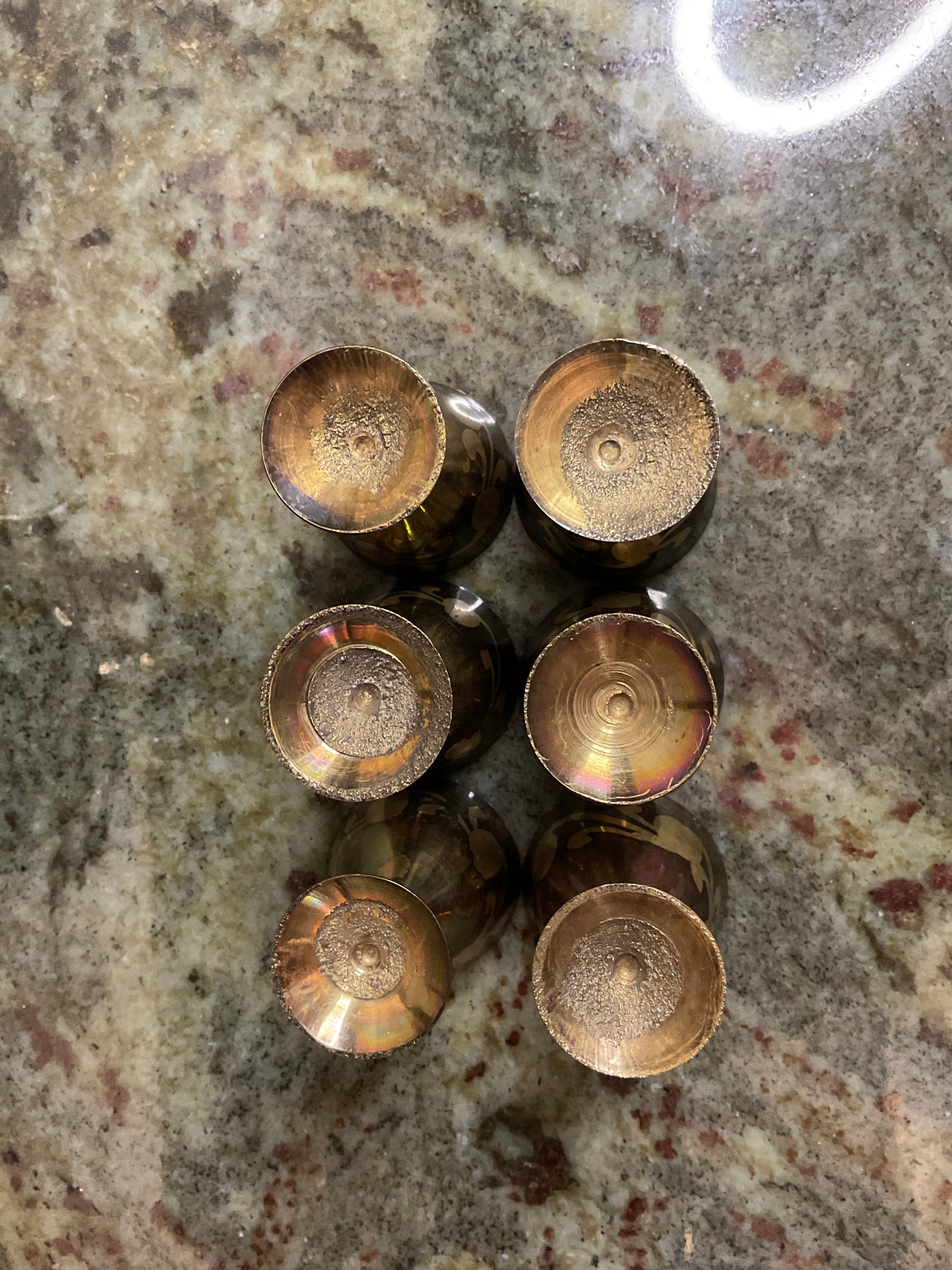 Vtg Mini Turkish Brass Teapot & 6 Cups/Goblets