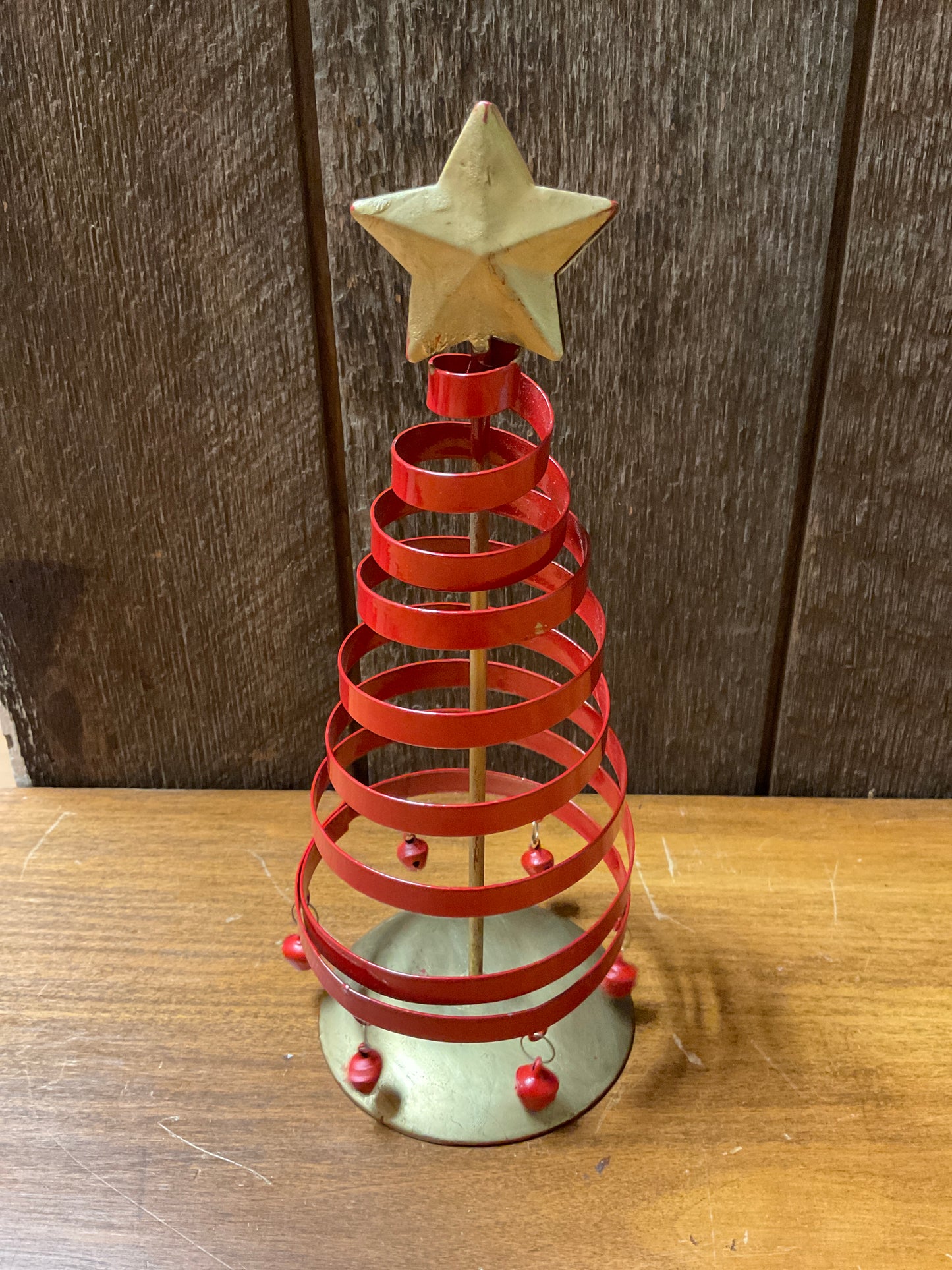 8.25” Metal Red/Gold with Bells Tree