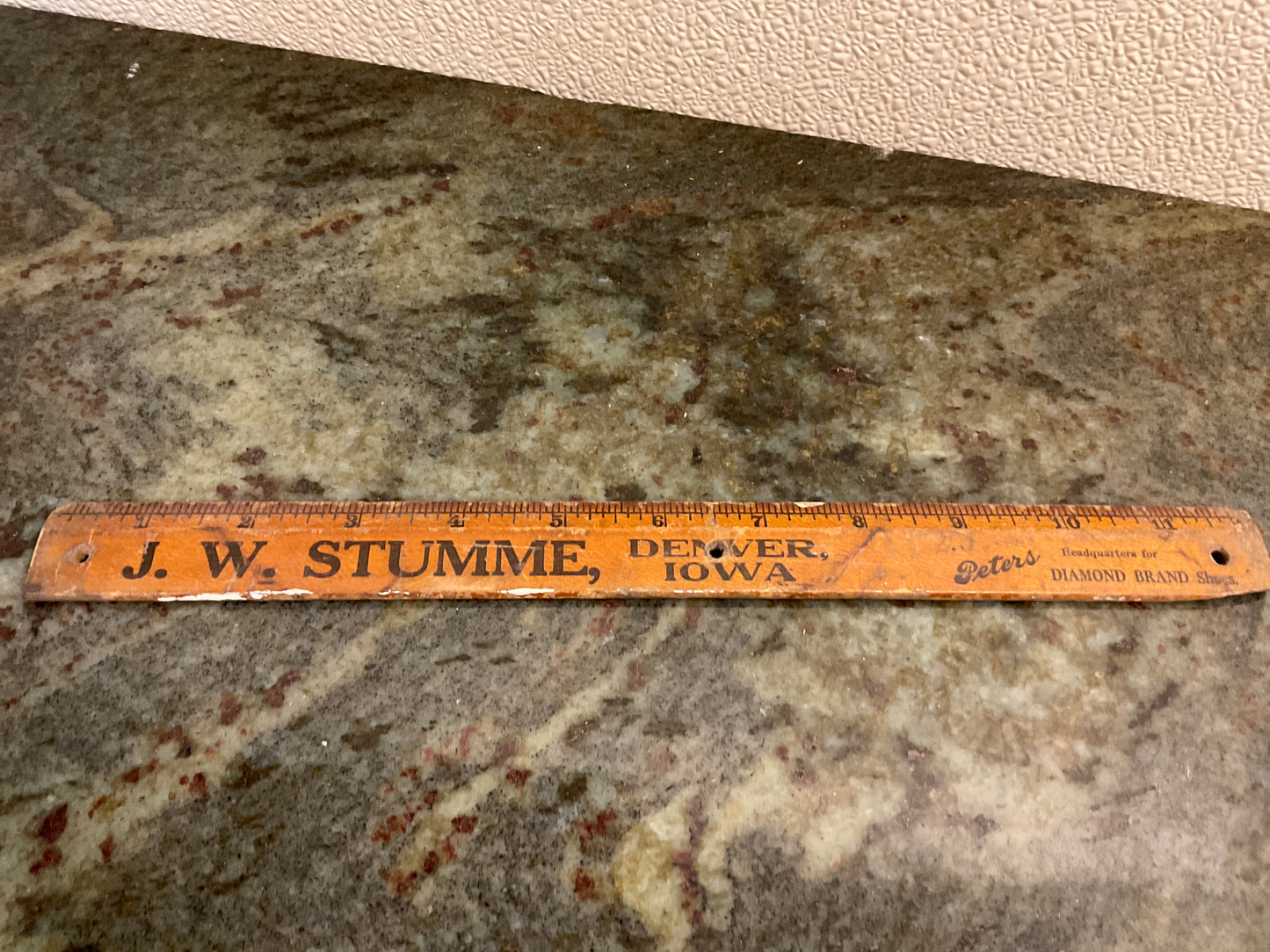JW Stumme Denver IA Wood 12” Advertising Ruler