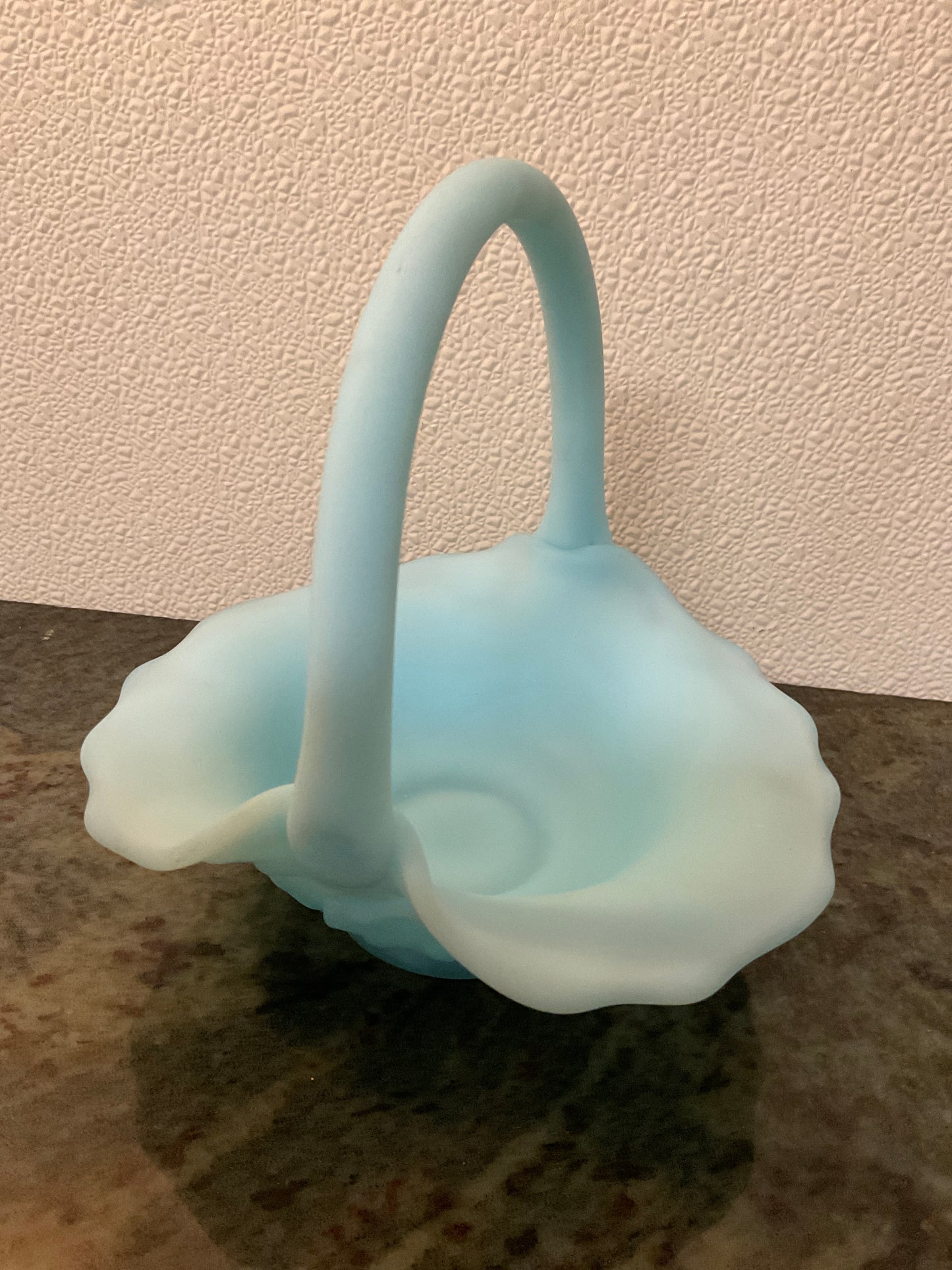 Fenton Blue Milk Glass Water Lily Basket