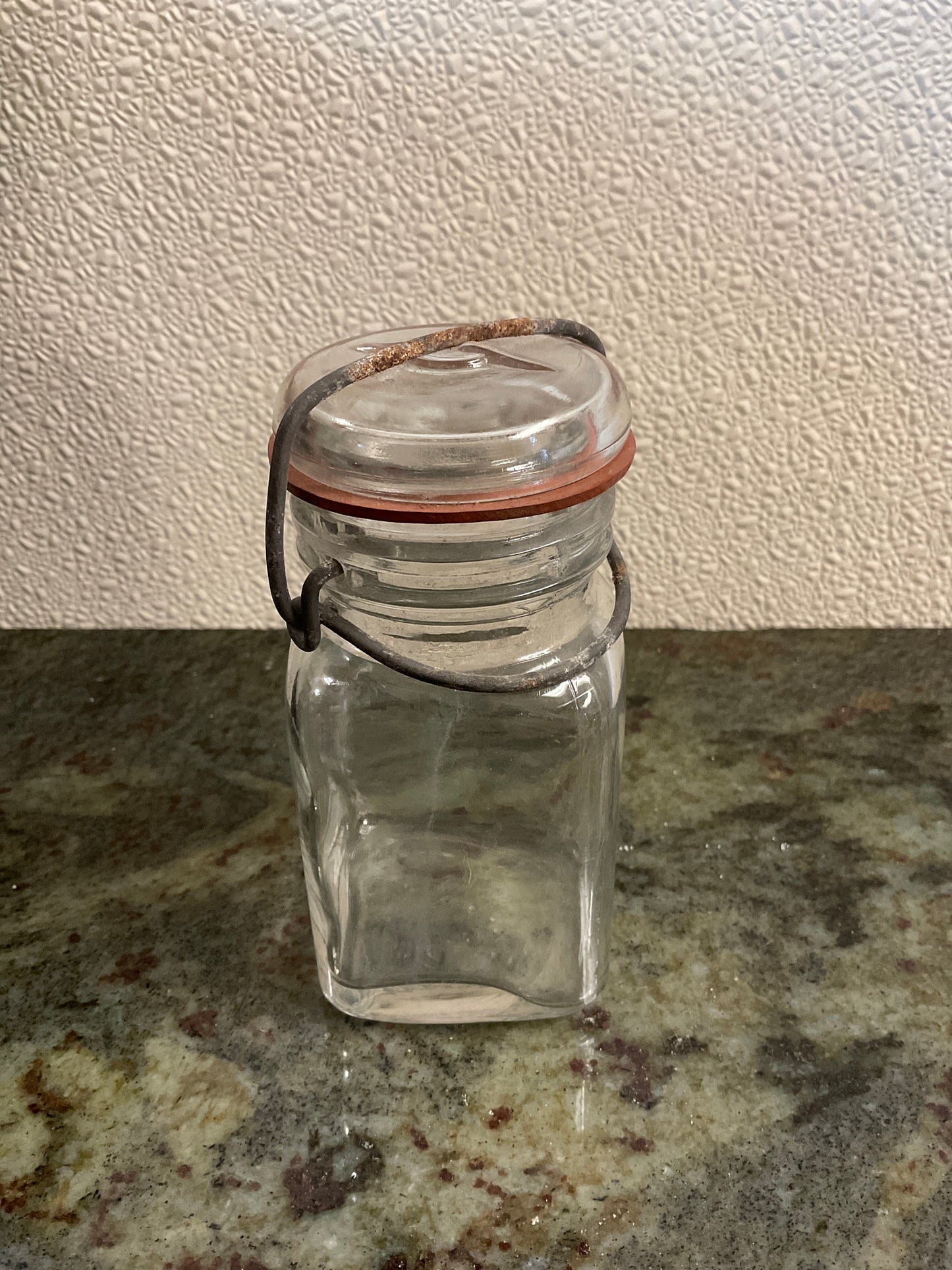 Vintage Small Square Clear Glass Jar