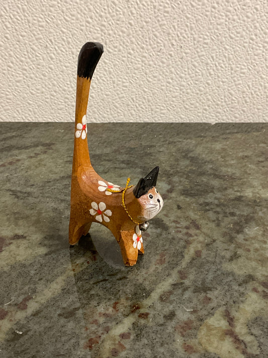 Hand Carved Cat- Ring Holder