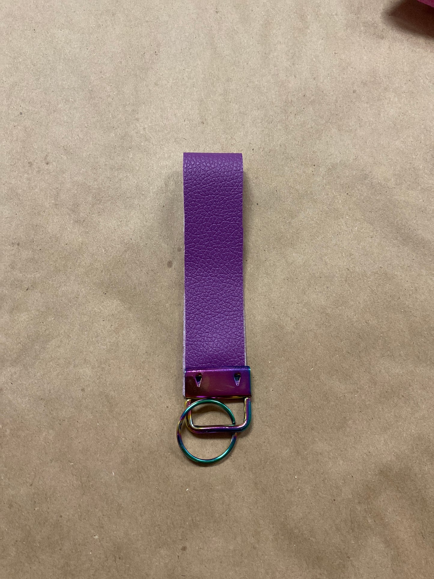 Faux Leather Purple Wrist Keychain