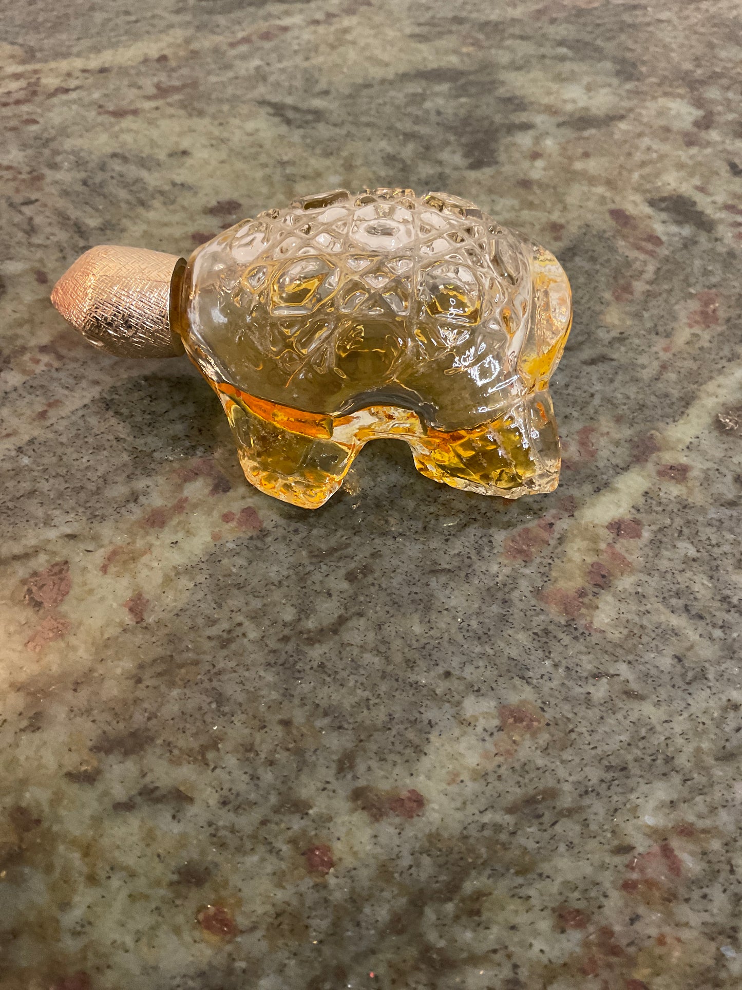 Vintage Avon Turtle Decanter with Gold Head