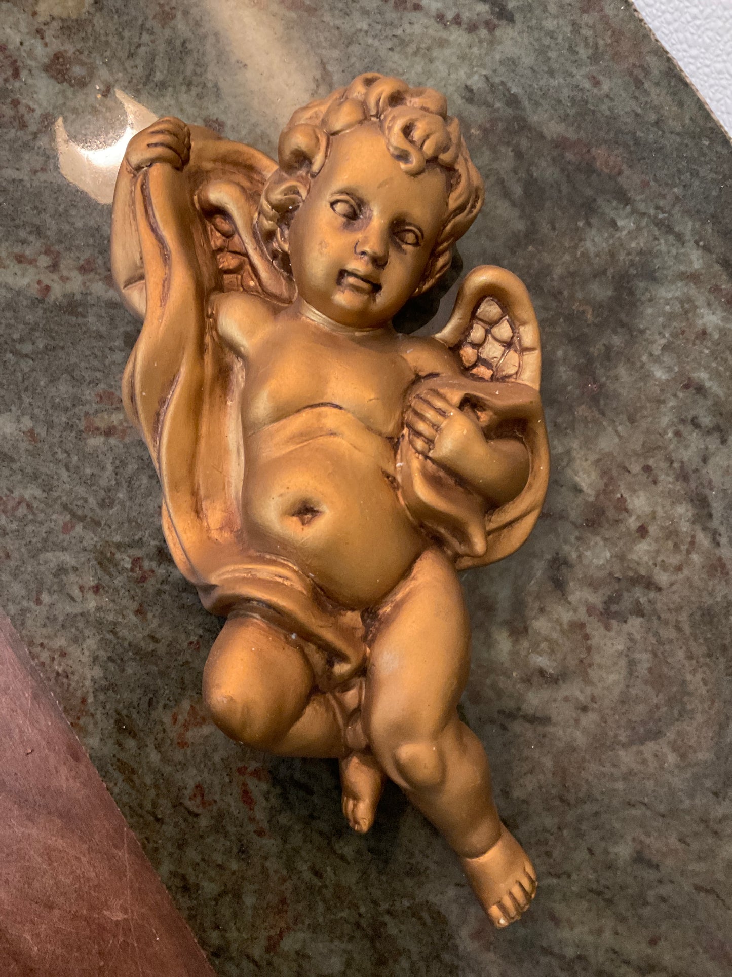 Vintage Set of 2 HOMCO Gold Wall Cherubs