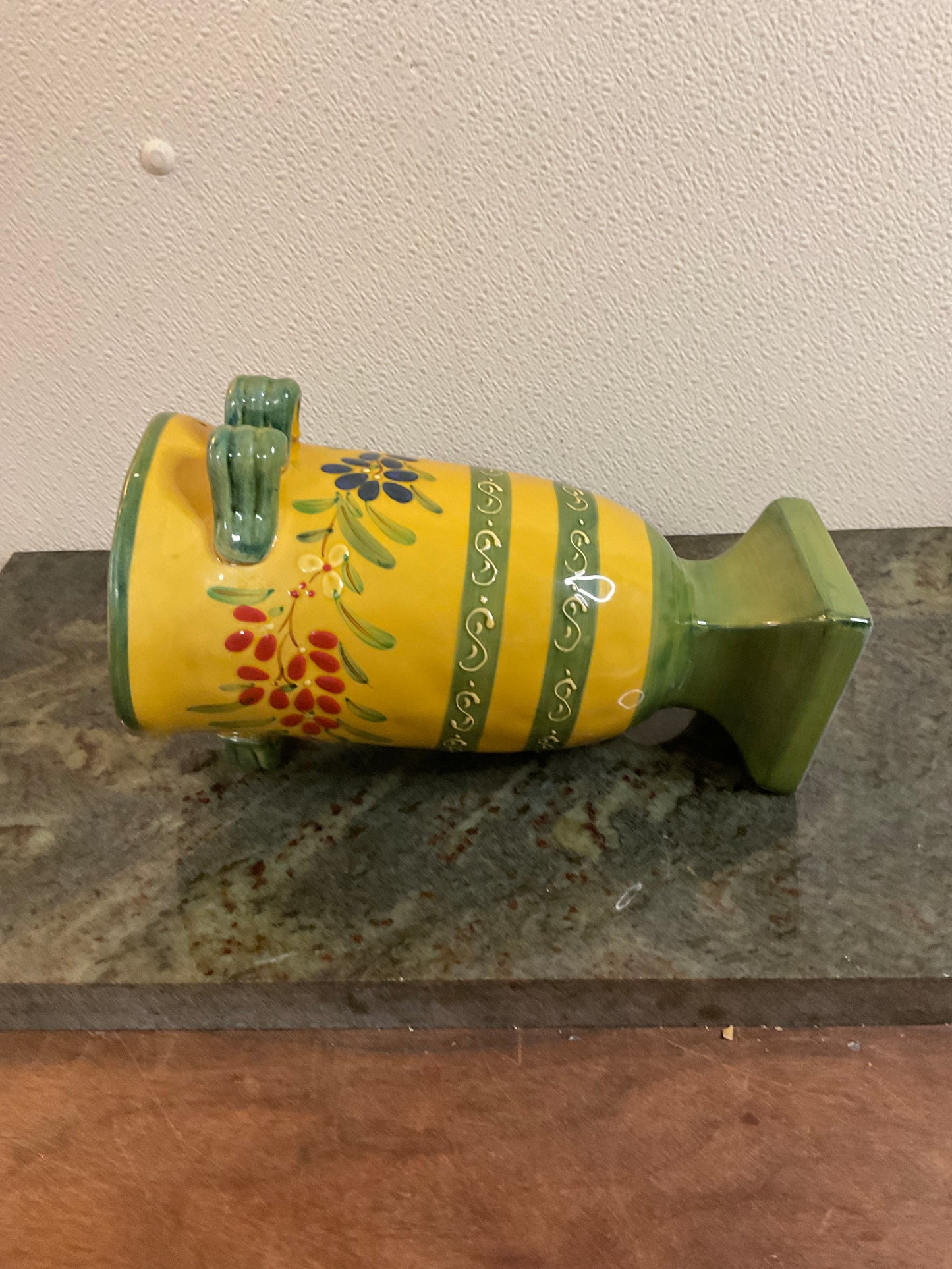 Yellow Ceramic Vase With Handles