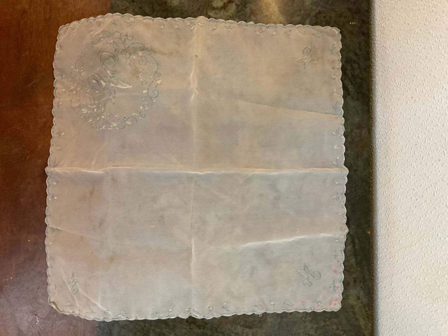 Vintage Embroidered Monogram Handkerchief
