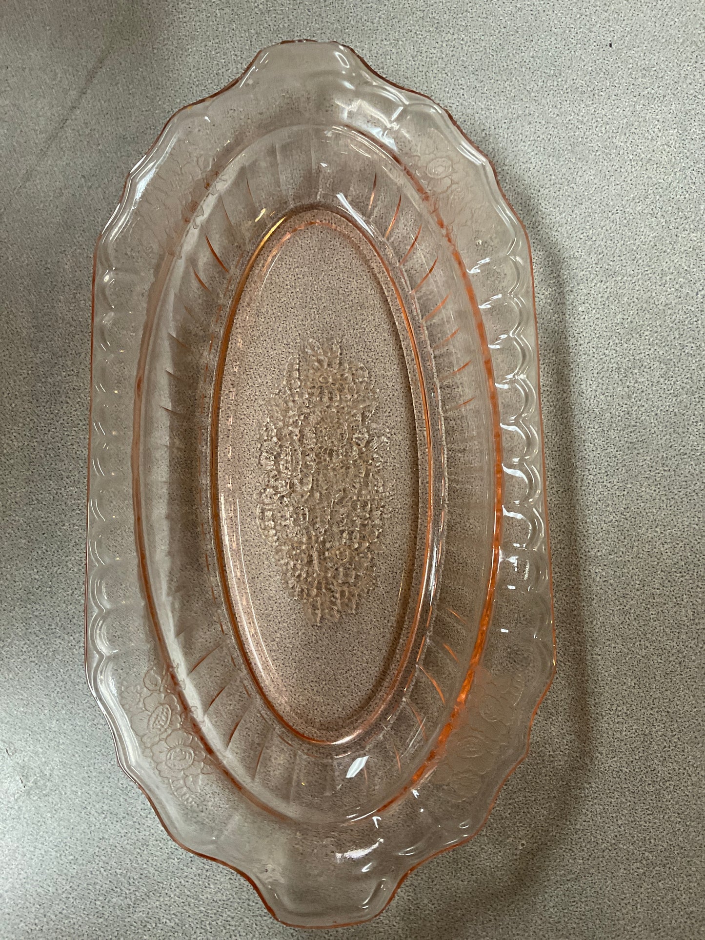 Pink Depression Glass Oval Bowl