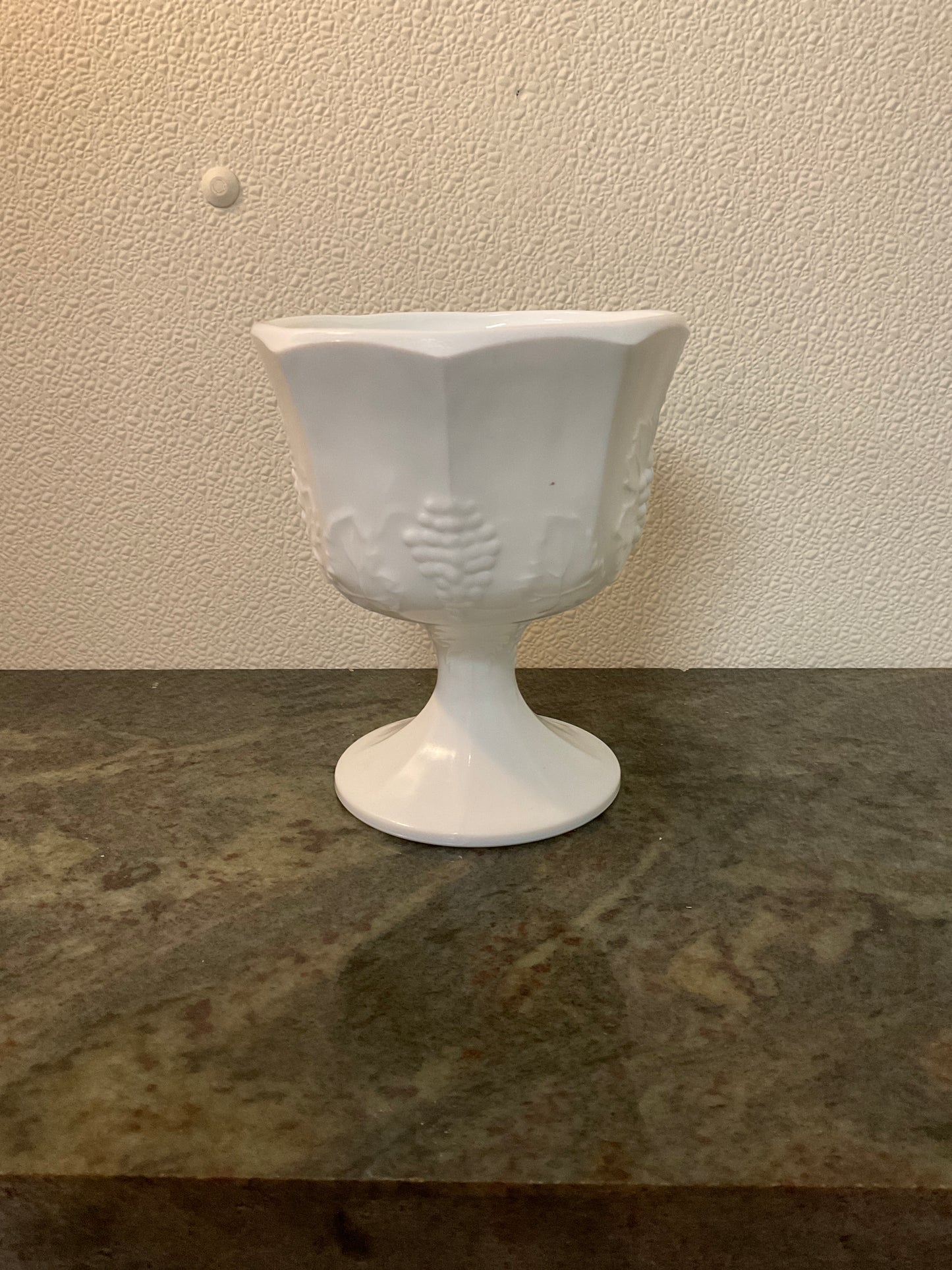 Vintage Milk-glass Grapevine Pedestal