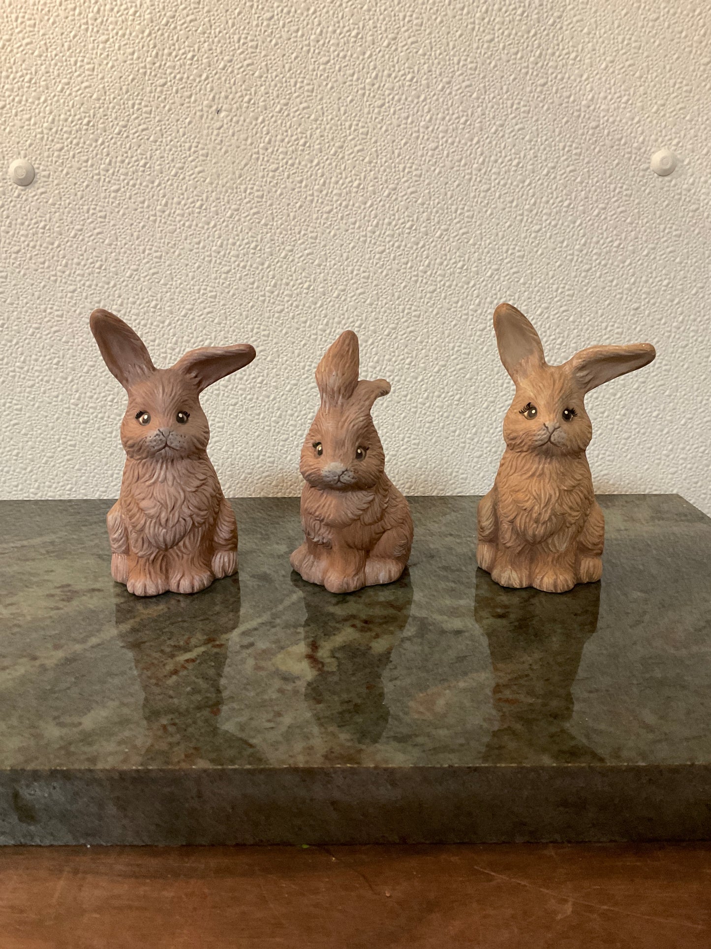 3 Ceramic Brown Bunnies