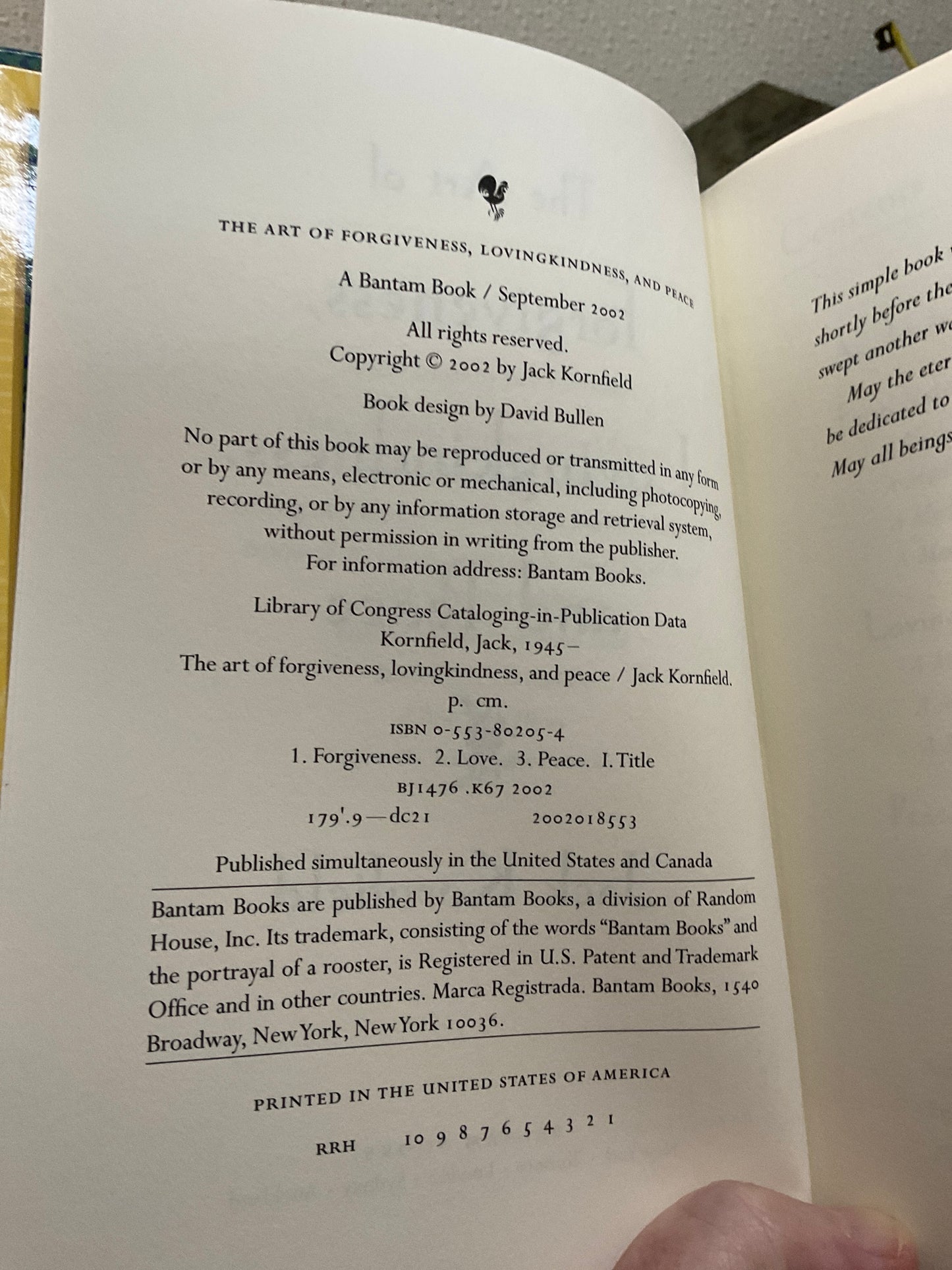Book ‘The Art of Forgiveness, Lovingkindness, and Peace.  2002