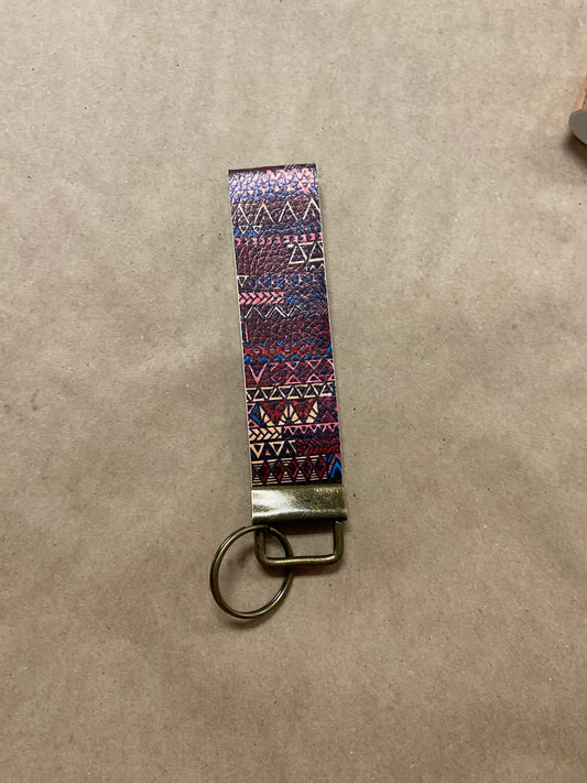 Faux Leather Western Print Wrist Keychain