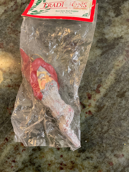 Vintage Resin Sant Head Ornament