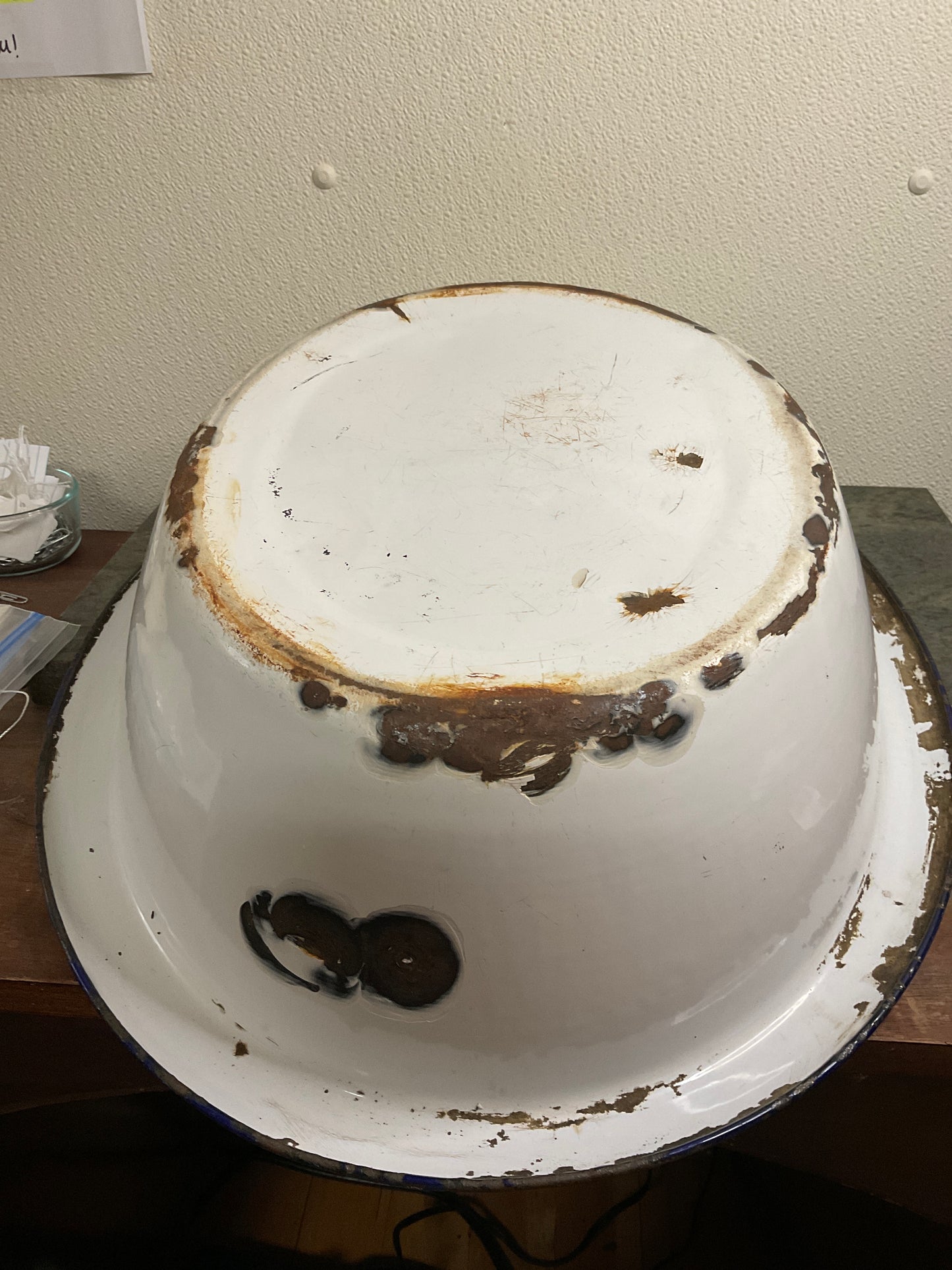 Vintage Blue and White Enamel Tub