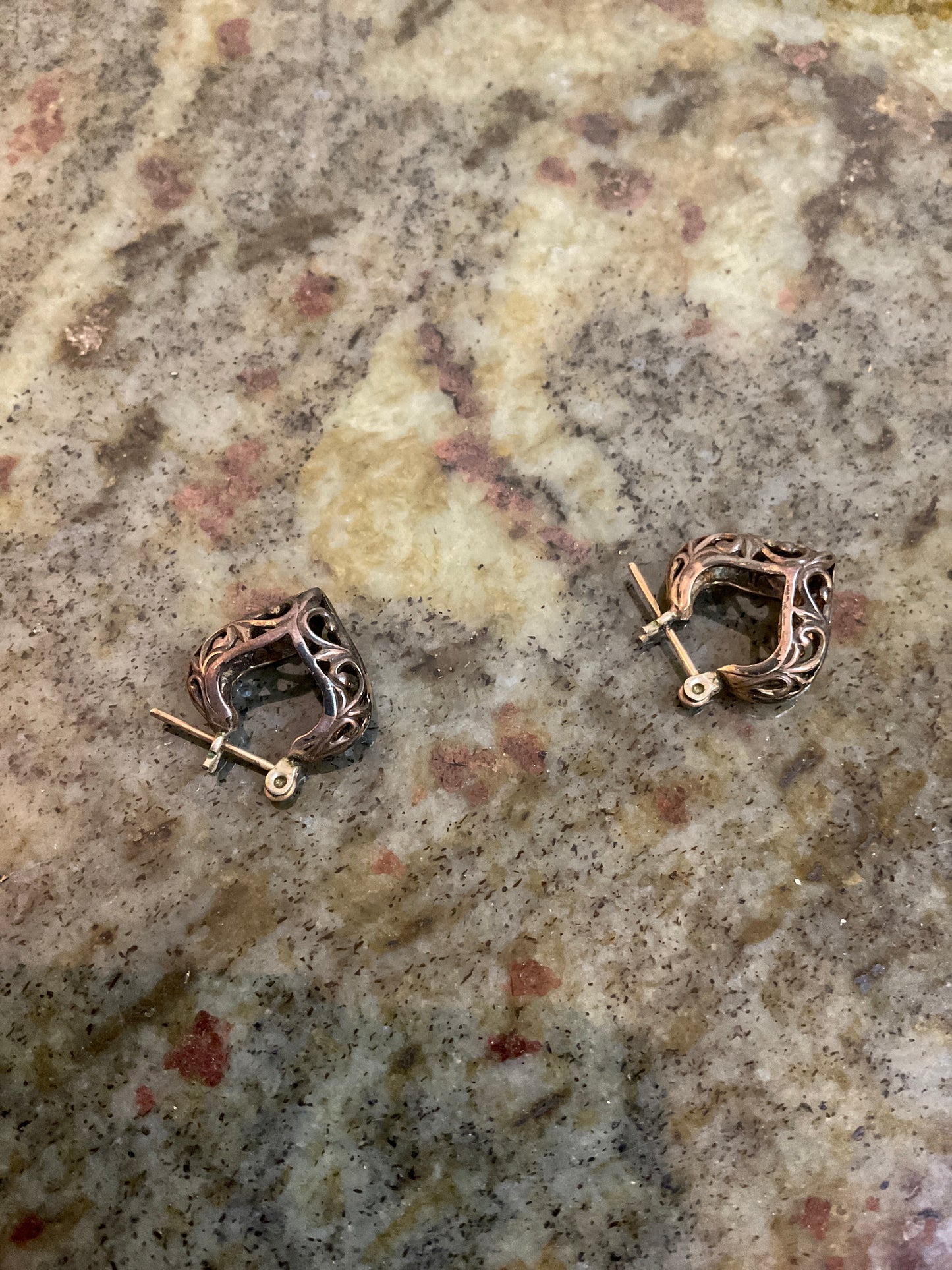 Filigree Sterling Silver Heart Hoop Earrings