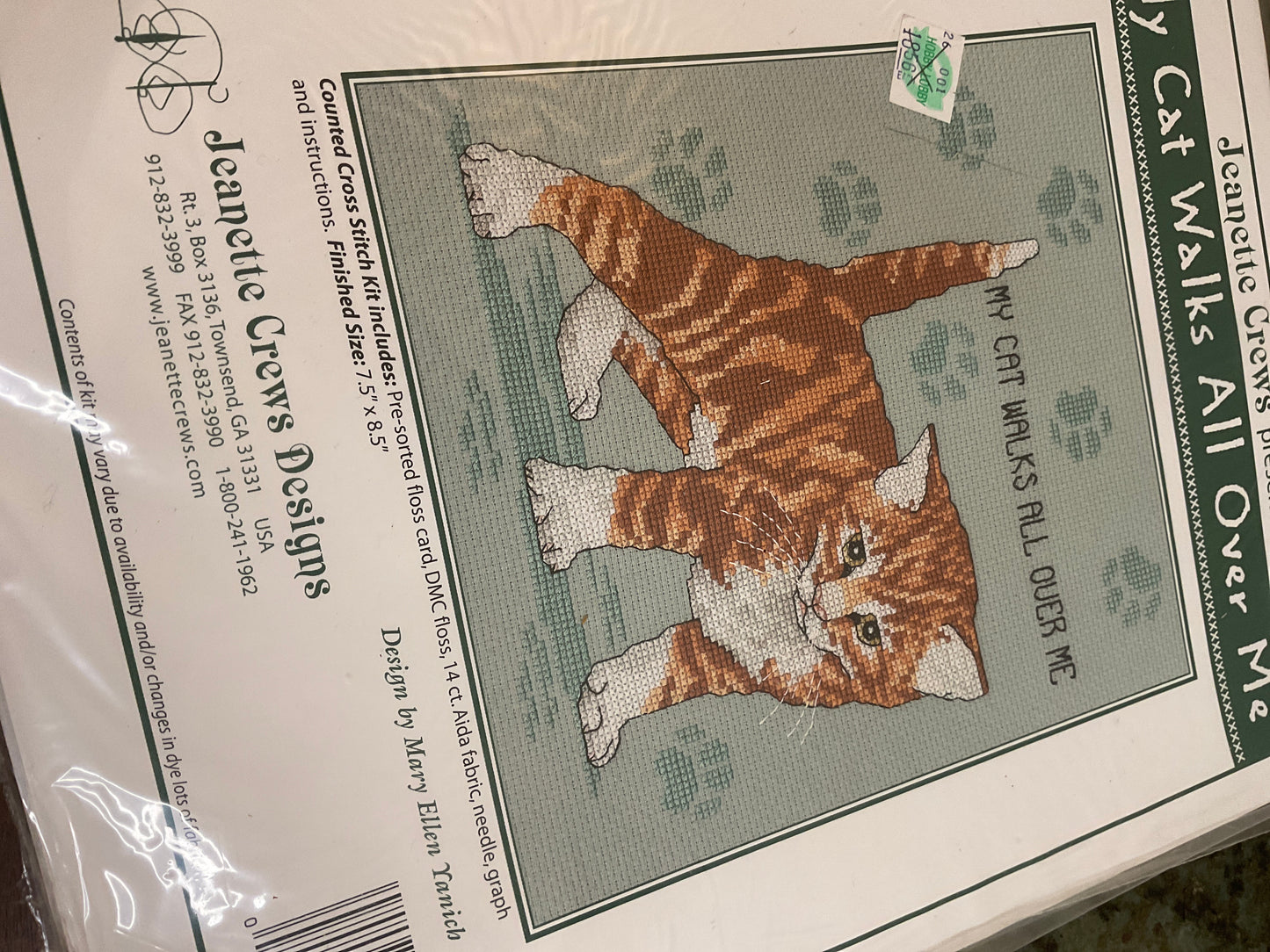 My Cat Walks All Over Me Counted Cross Stitch Kit