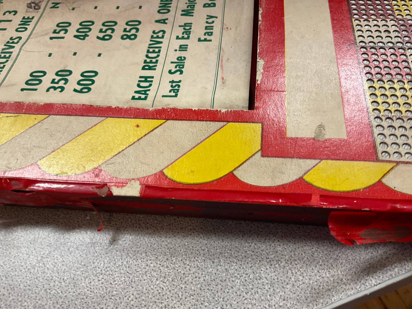 Vintage Ostler’s Candy Special Punchboard