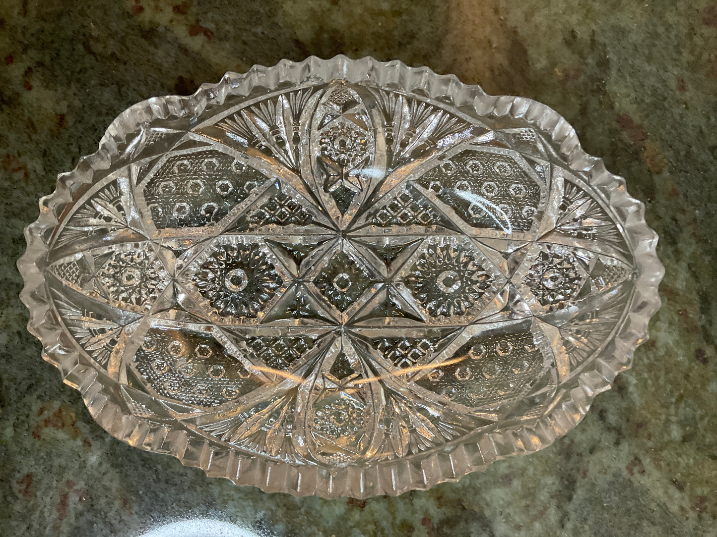 Cut Glass Oval Dish