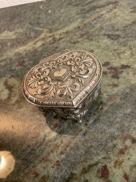 Vintage Hinged Heart Jewelry Box