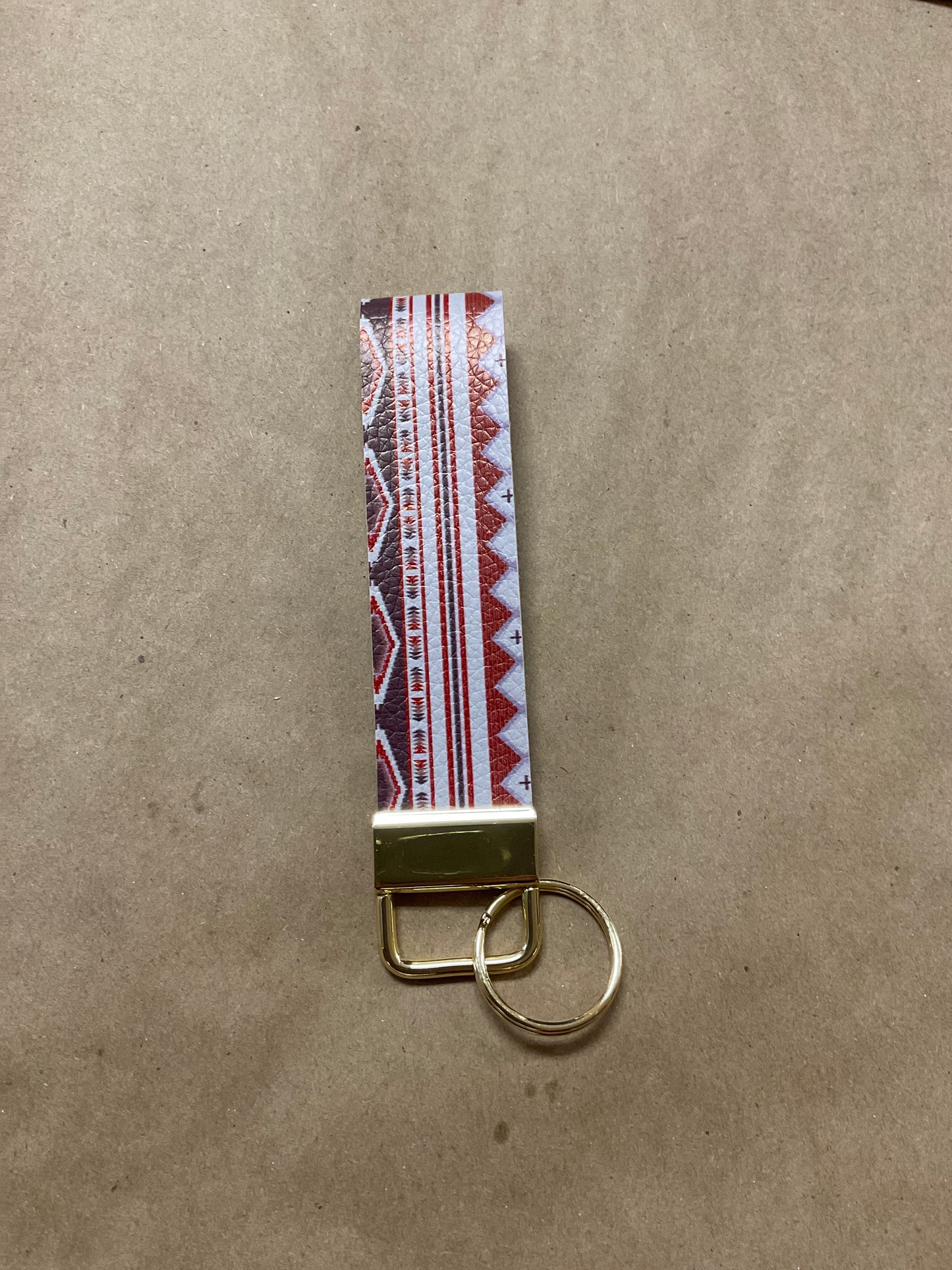 Faux Leather Western Print Wrist Keychain