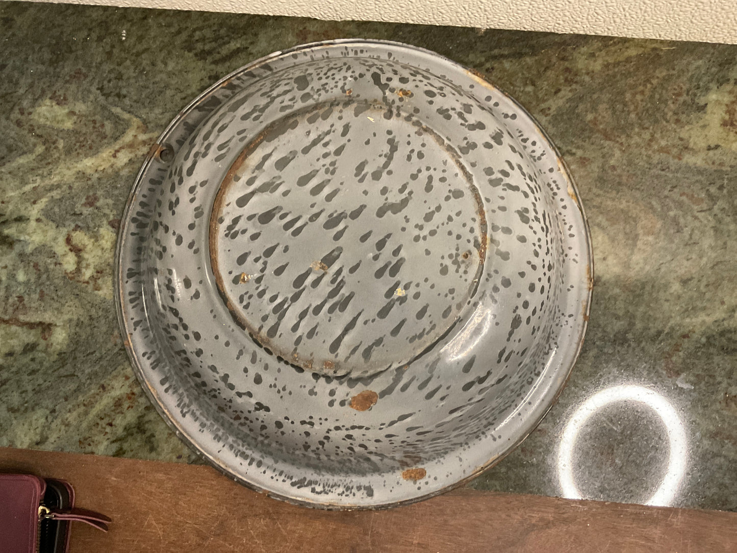Vintage Gray Granite Enamelware Basin Pan
