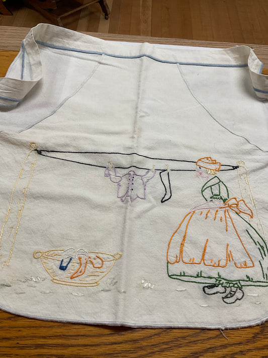 Vintage Hand Embroidered Apron