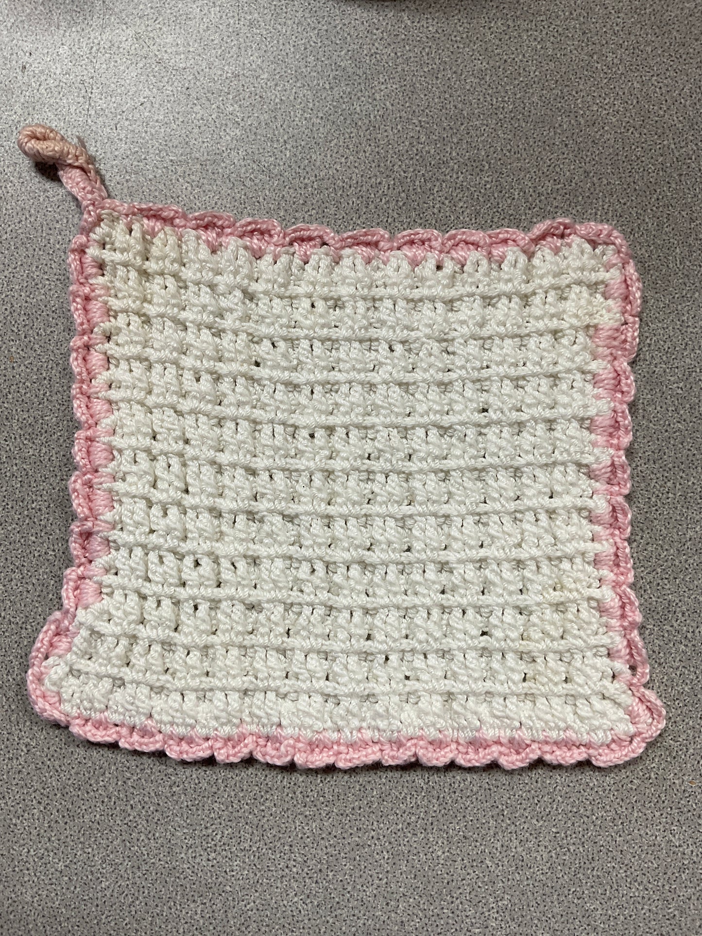 Vintage White and Pink Pot Holder